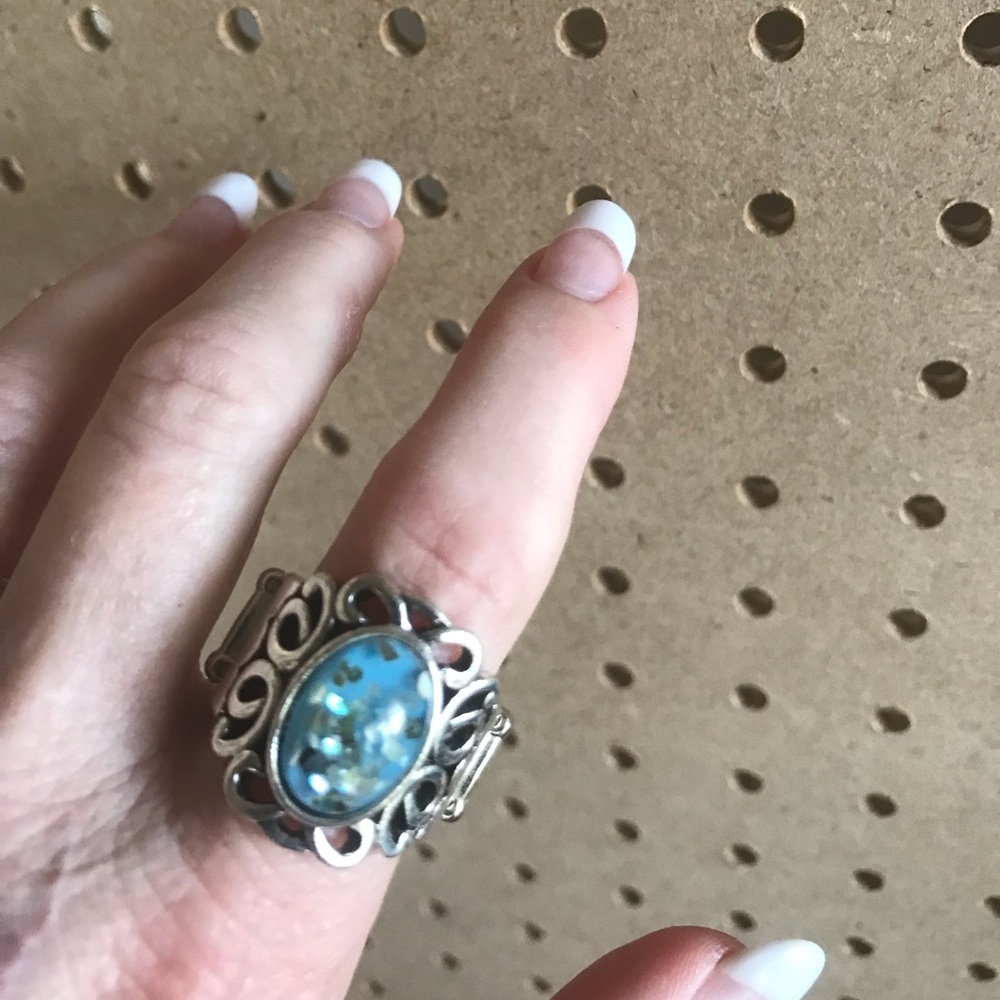 Silver with blue moonstones & MORE speckles